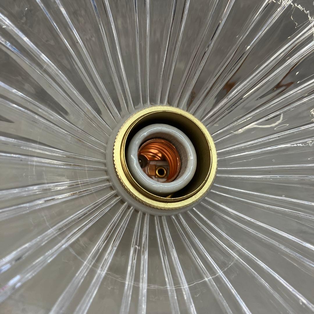 昭和レトロ アンティーク ペンダントライト 真鍮 ガラスシェード 照明器具