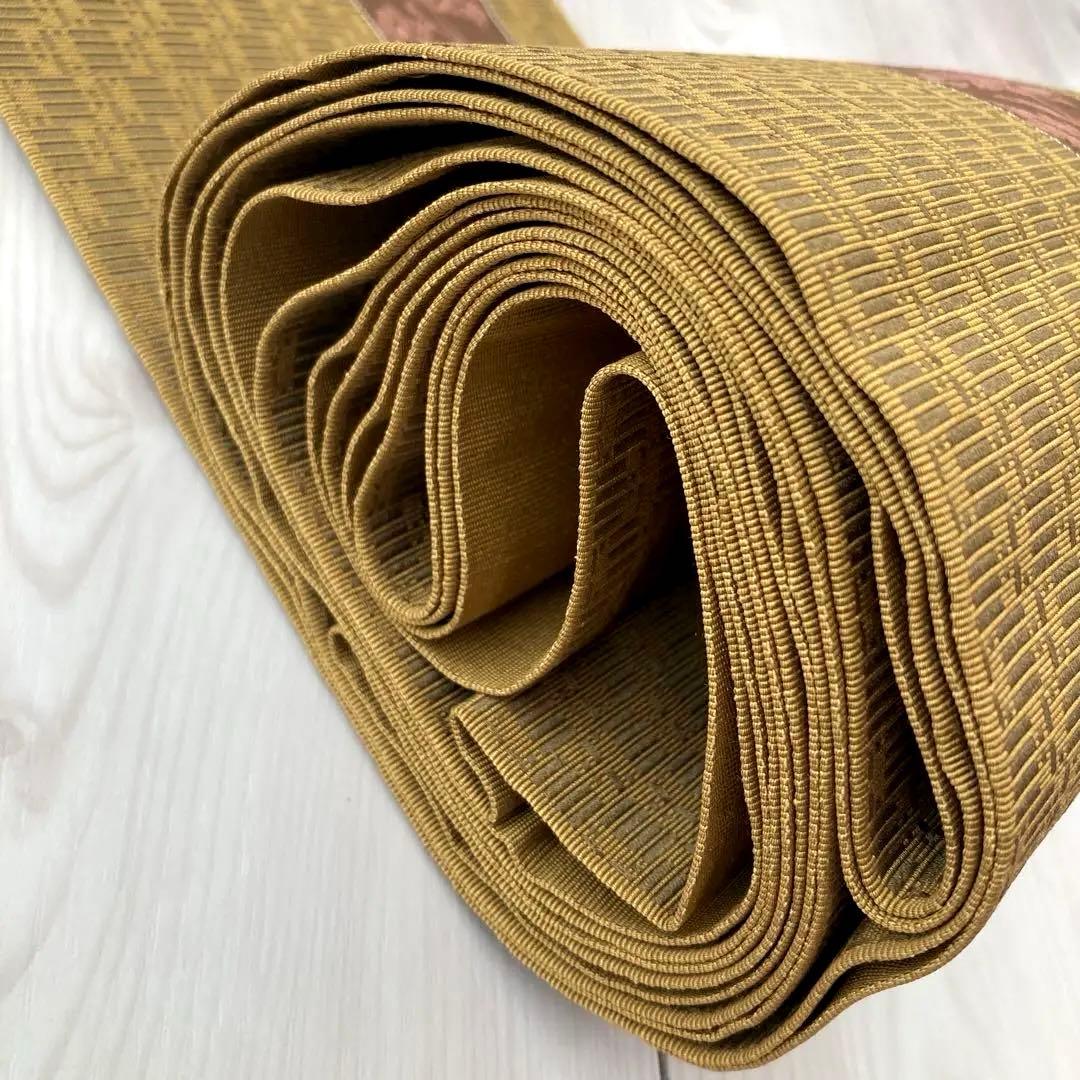 博多織　半幅帯　正絹　織り出し花唐草模様No.3-22