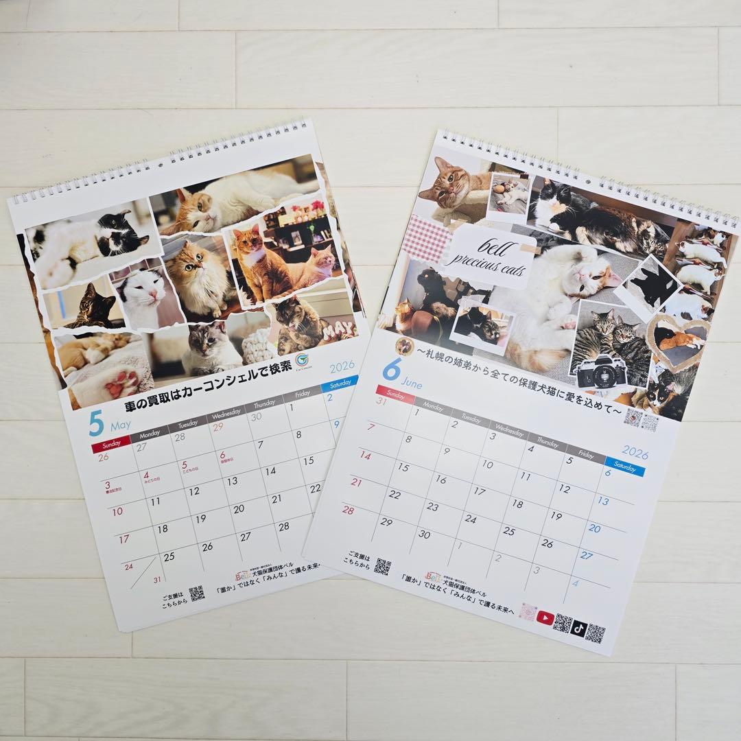 ②《猫》壁掛けチャリティーカレンダー5枚セット