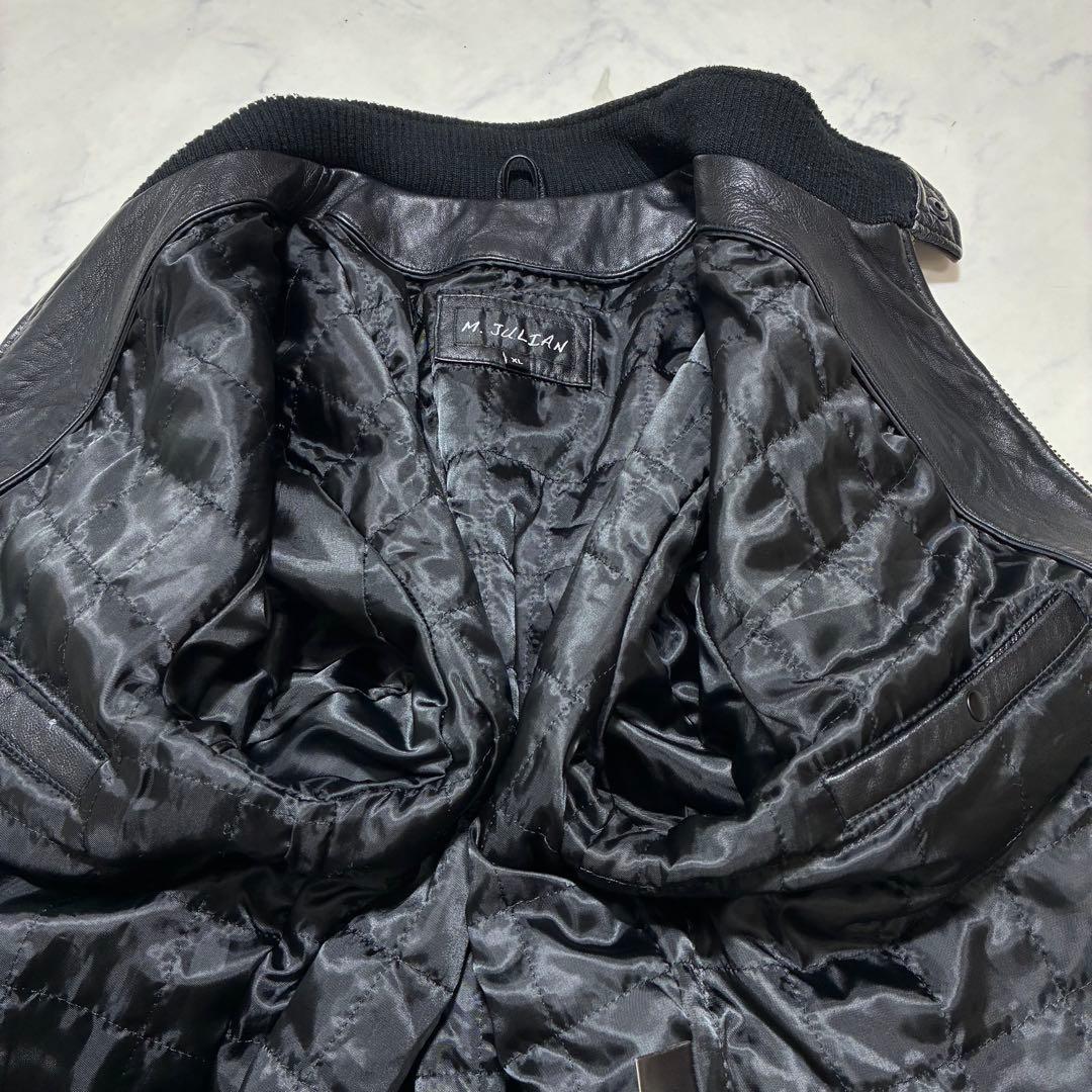 美品/XLサイズ✨ラムレザー シングル ライダースジャケット 羊革 ブラック