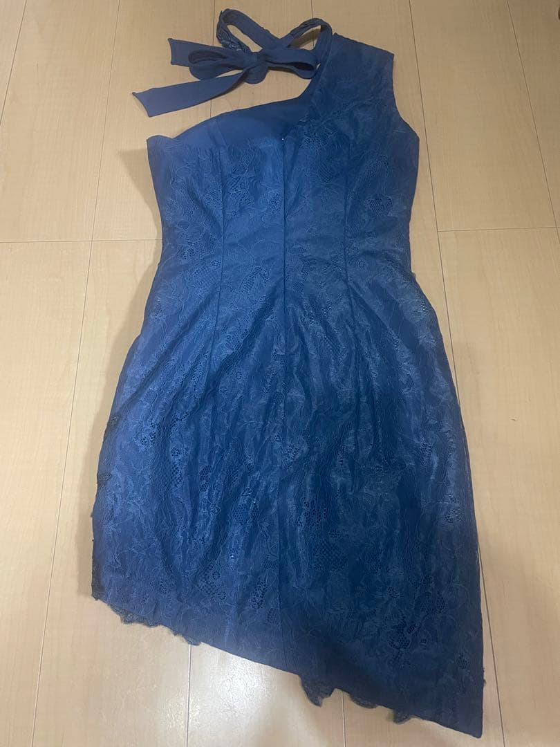 【Glossy】レースストレッチワンショルダー ジップデザイン タイトミニドレス