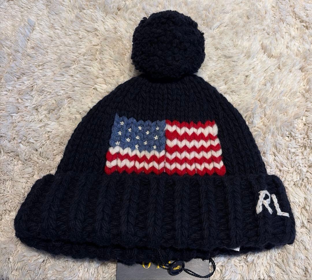 ポロラルフローレン　POLO Ralph ニット帽　アメリカンフラッグ