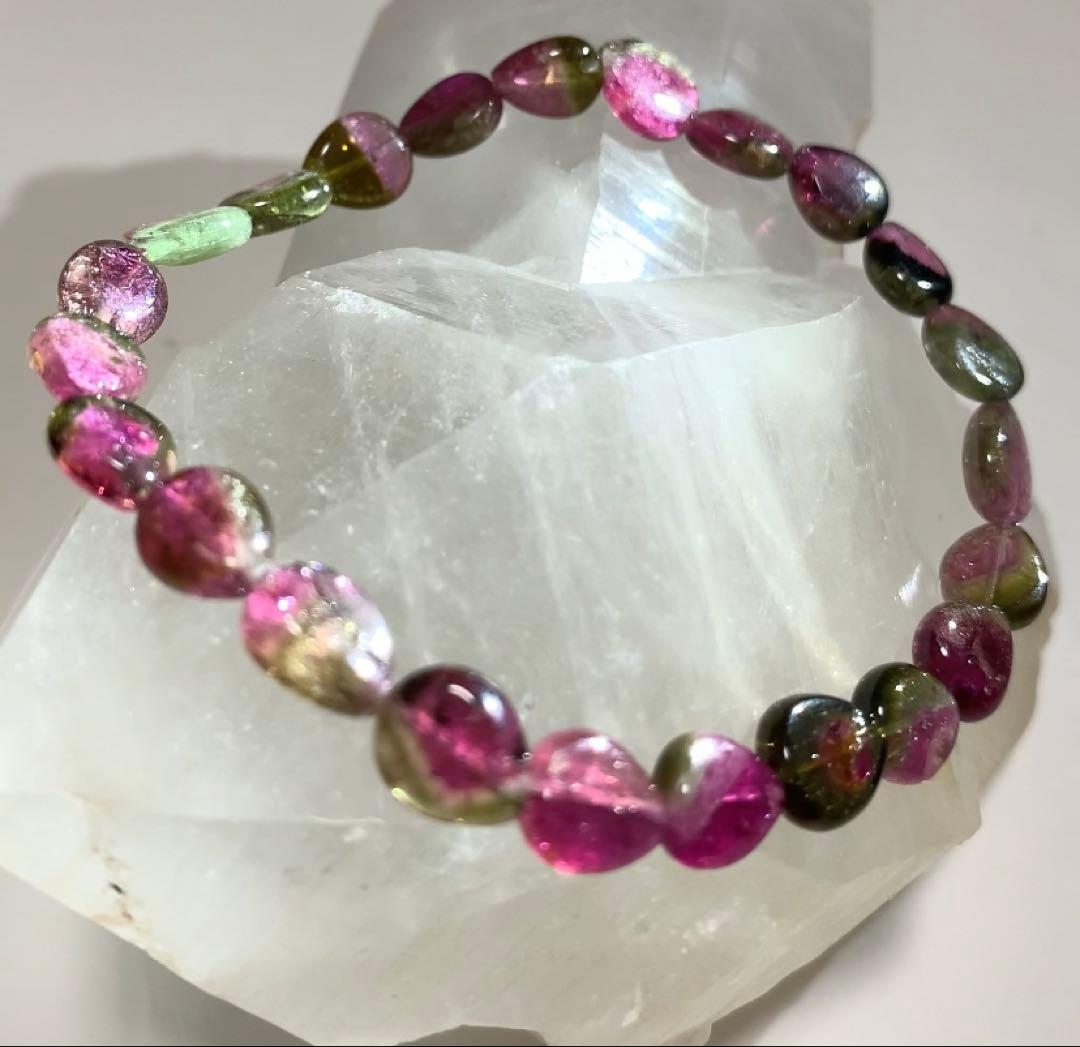 ★ユッキー様★ ウォーターメロントルマリン　雫型　ブレスレット　★高品質宝石質★