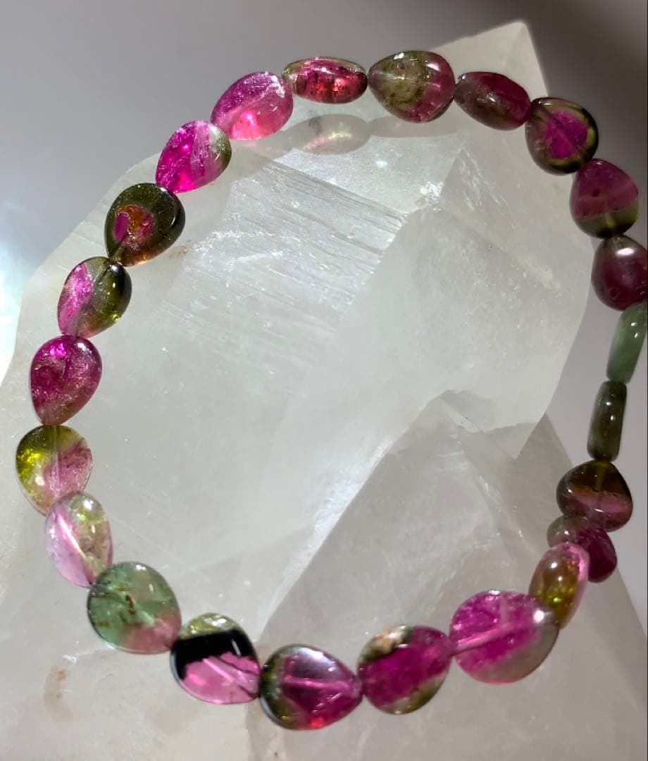 ★ユッキー様★ ウォーターメロントルマリン　雫型　ブレスレット　★高品質宝石質★