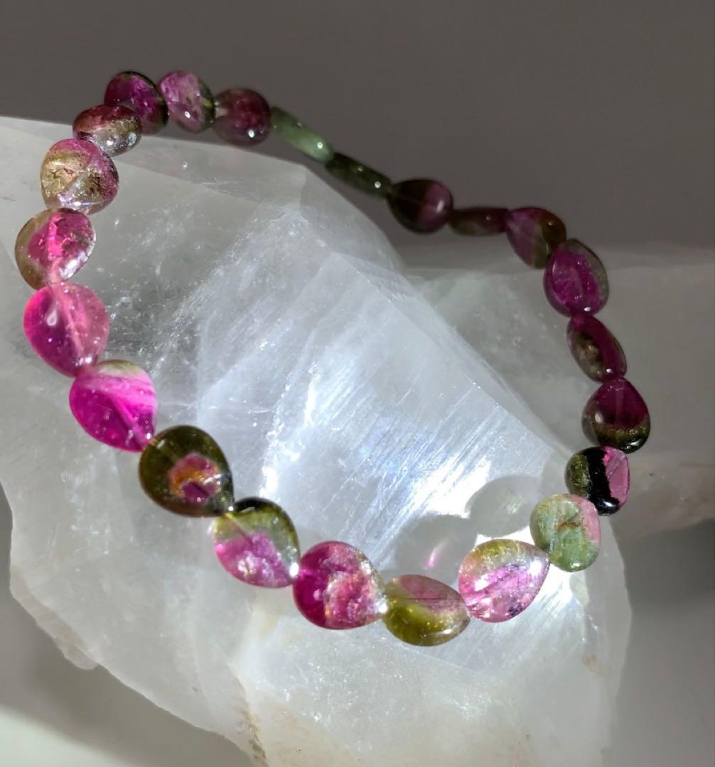 ★ユッキー様★ ウォーターメロントルマリン　雫型　ブレスレット　★高品質宝石質★