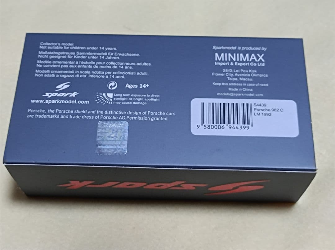 ミニカー Spark 1/43 Porsche 962 C 1992 Le Mans