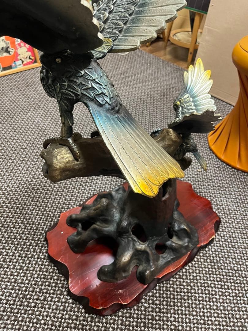 大幅お値引きしました！　鷹の置物　 金属製　 オブジェ　夫婦鷹　美品