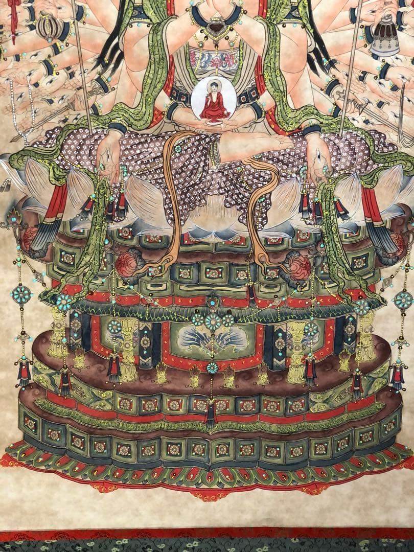 大雁塔　大慈恩寺住職手描き　千手観音菩薩　掛軸