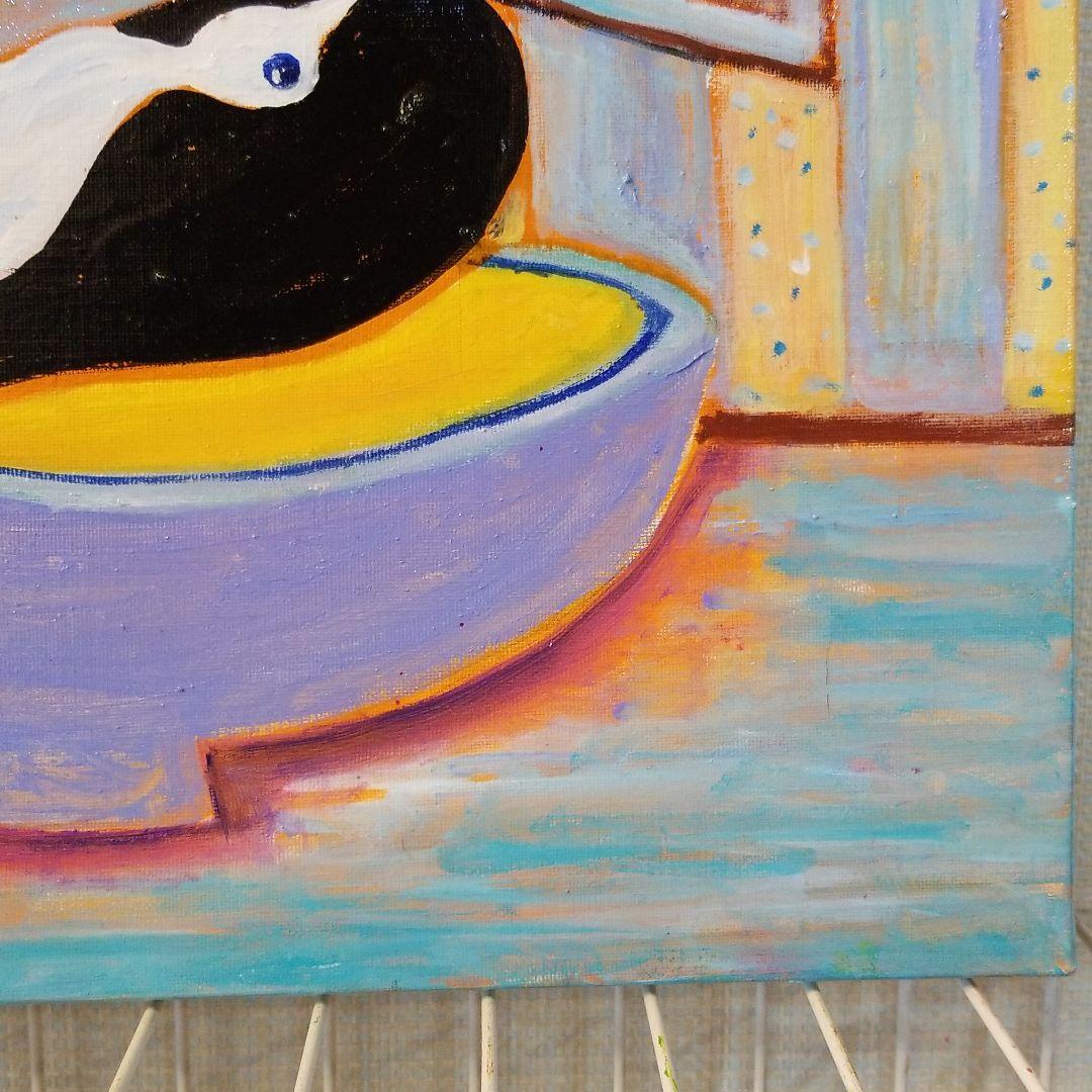 油絵　専用　バラを捧げる鳥 　横53.3cm