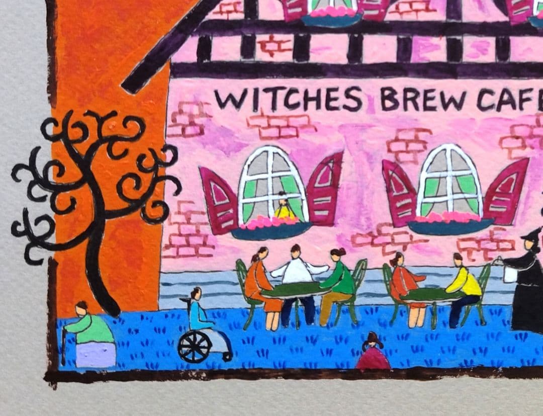 奥村ユズル　水彩画原画　魔女カフェ