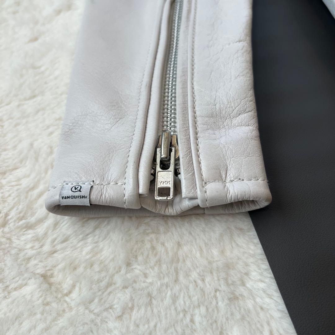 美品✨ VANQUISH レザーシングルライダースジャケット S ホワイト