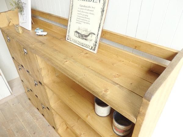 サイズデザインオーダー可ワイド６枚バッタンキャビネットナチュラルブラウン受注製作