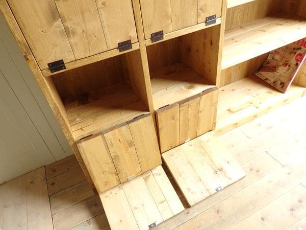 サイズデザインオーダー可ワイド６枚バッタンキャビネットナチュラルブラウン受注製作