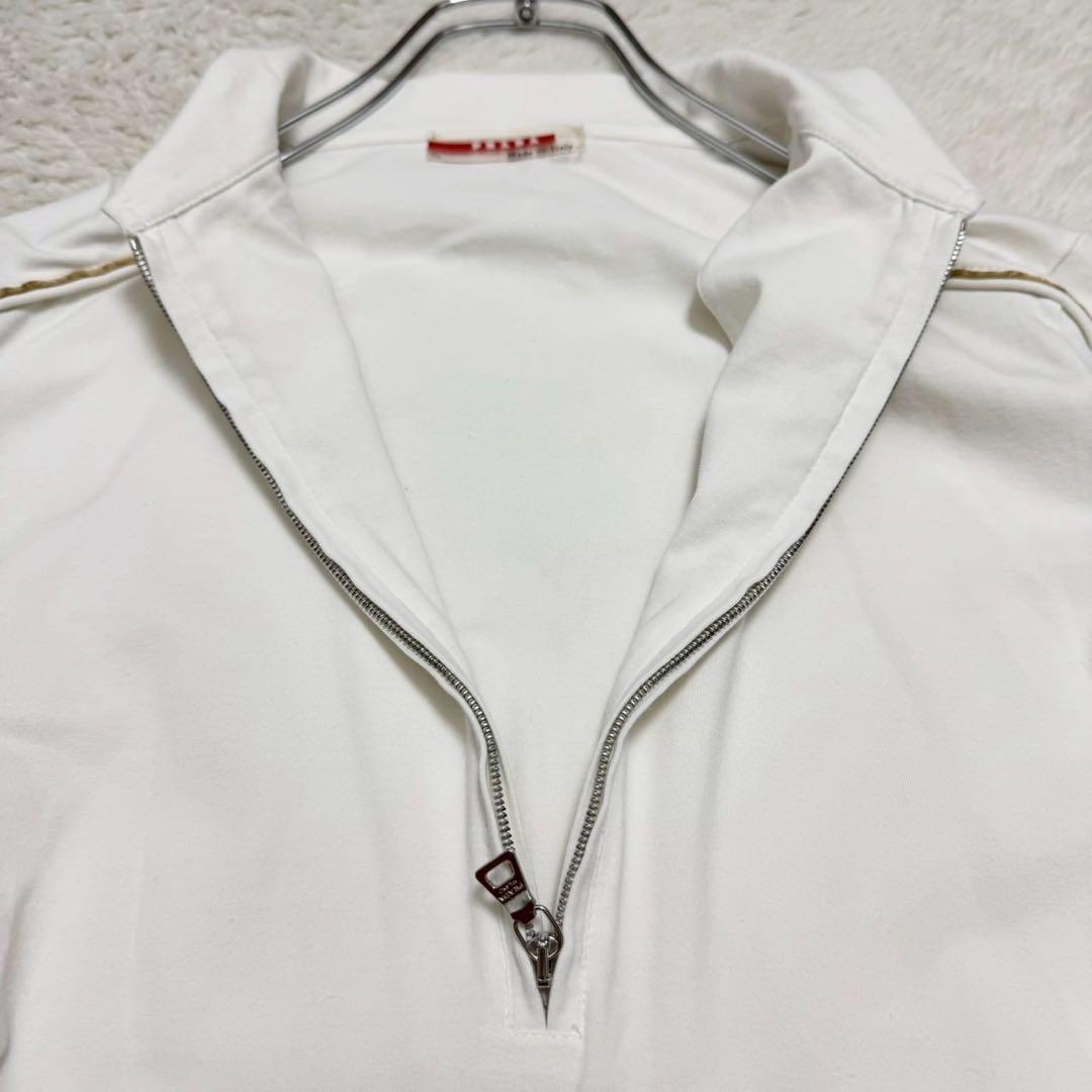 PRADA プラスポ 半袖 ポロシャツ ハーフジップ ゴールドライン ストレッチ