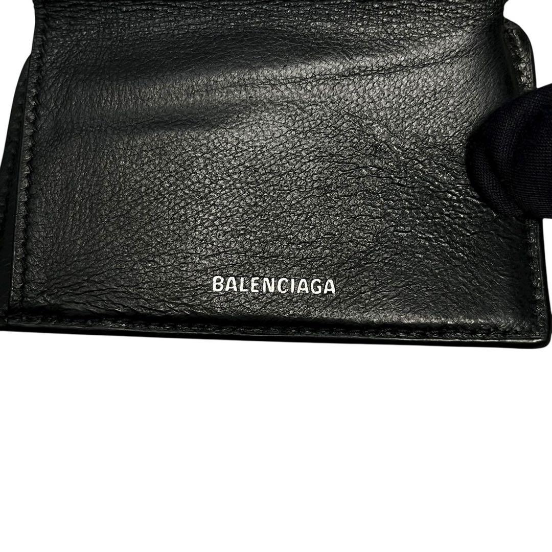 希少✨　バレンシアガ　三つ折り財布　ミニ財布　エブリデイ　レザー　ブラック　黒