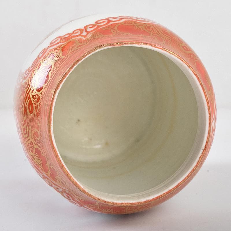 有田焼　深川製　赤絵金彩　人物文　蓋壷　V　R9106