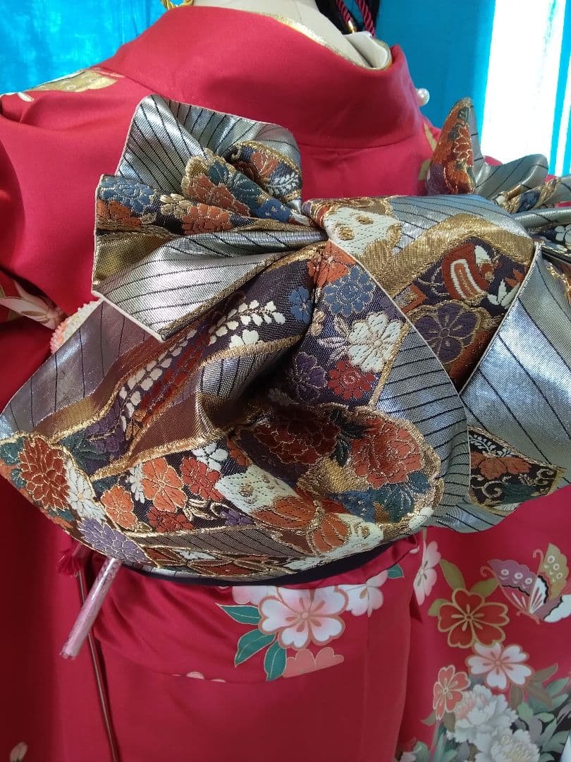 ❰-超得-❱振袖フルセット、正絹振袖セット、重ね衿、帯揚げ帯締め、袋帯、襦袢