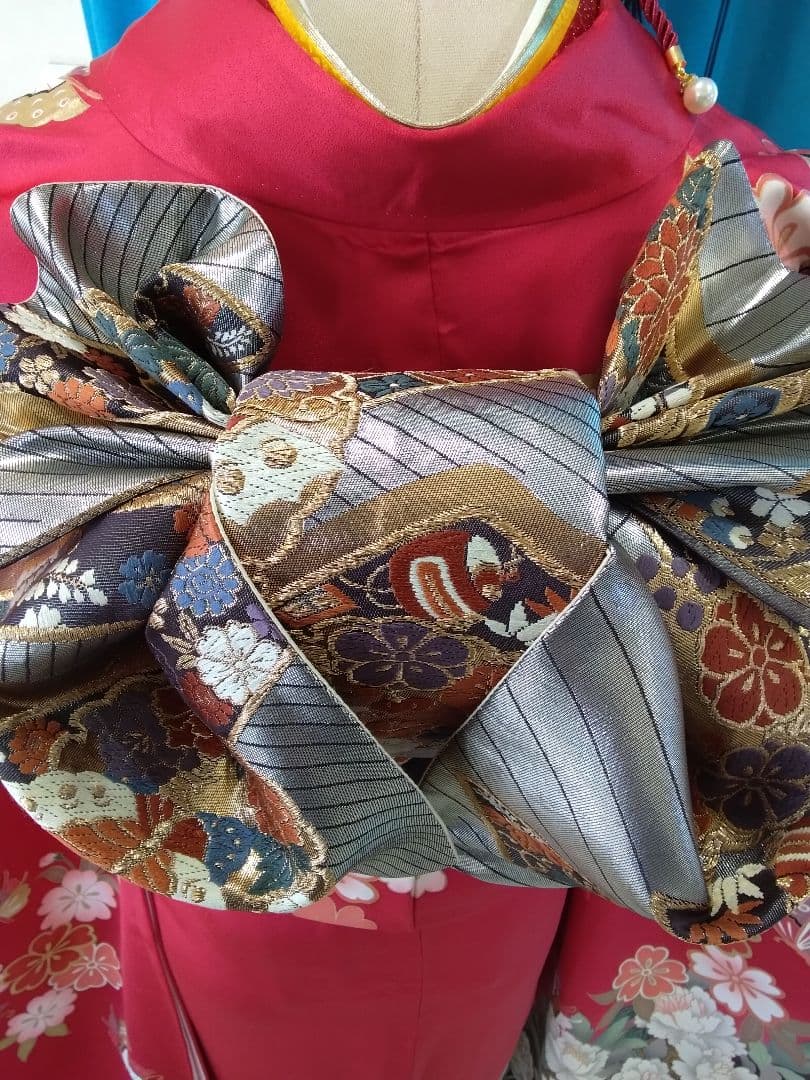 ❰-超得-❱振袖フルセット、正絹振袖セット、重ね衿、帯揚げ帯締め、袋帯、襦袢