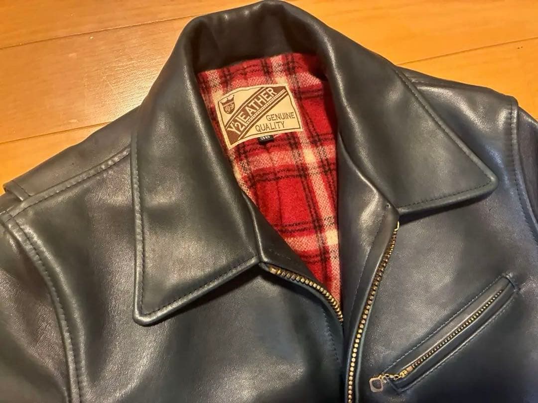 うなぎ　Y2LEATHER レザージャケット　ダークブルー　38