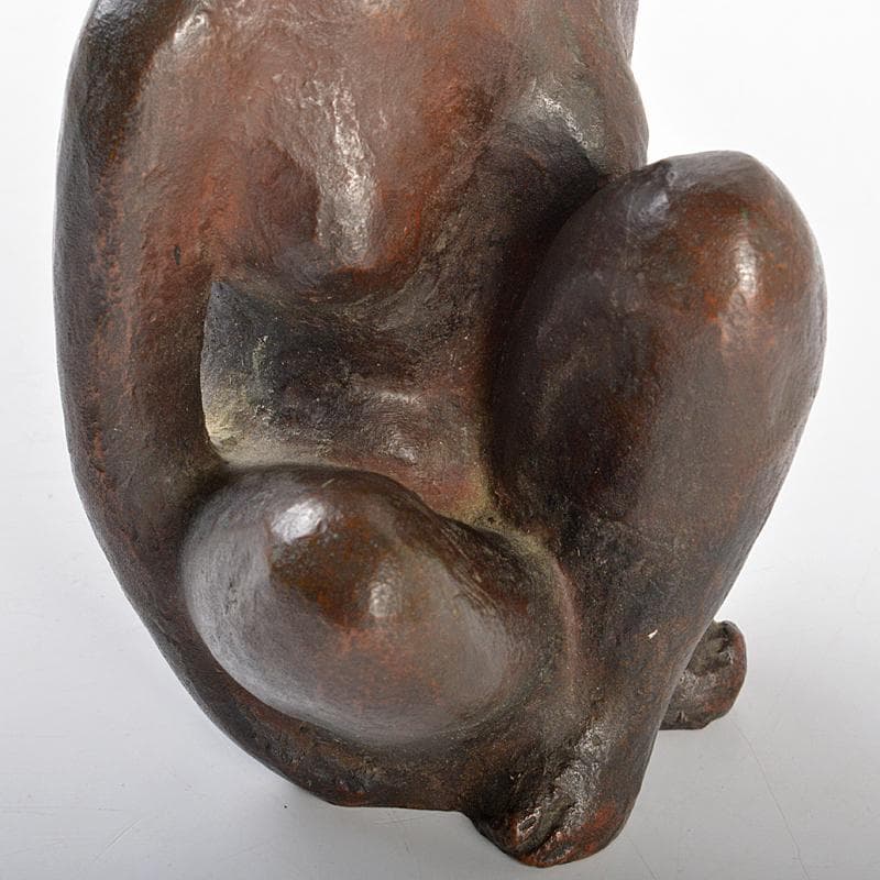 滝川美一作　ブロンズ　坐女　裸婦像　置物　共箱　M　R5604