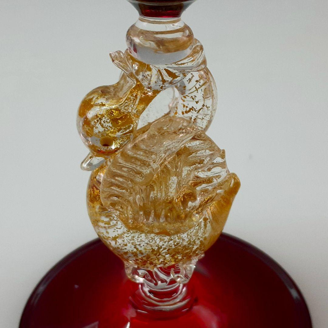 MURANO ムラノ 金彩 スワン モチーフ レッド グラス