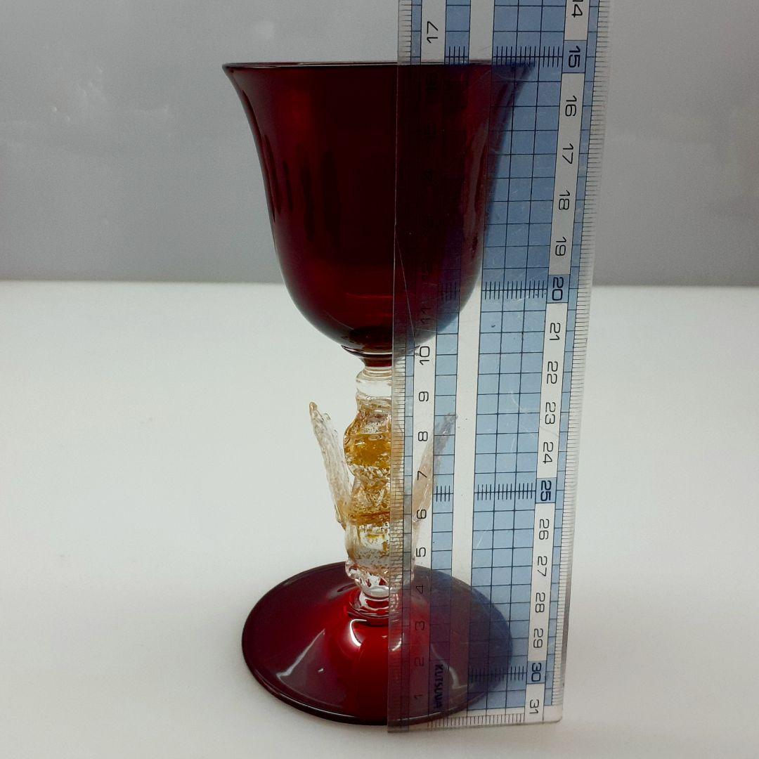 MURANO ムラノ 金彩 スワン モチーフ レッド グラス