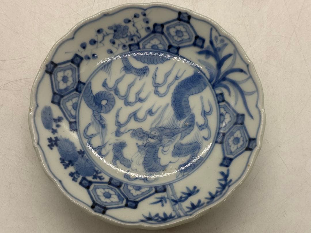 染付　龍紋小皿4点　梅蘭竹菊　送料込み260118