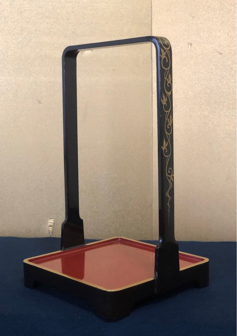 《レ》大正時代 草花蒔絵 提げ重 四段重 木製漆器 木箱　251117え2