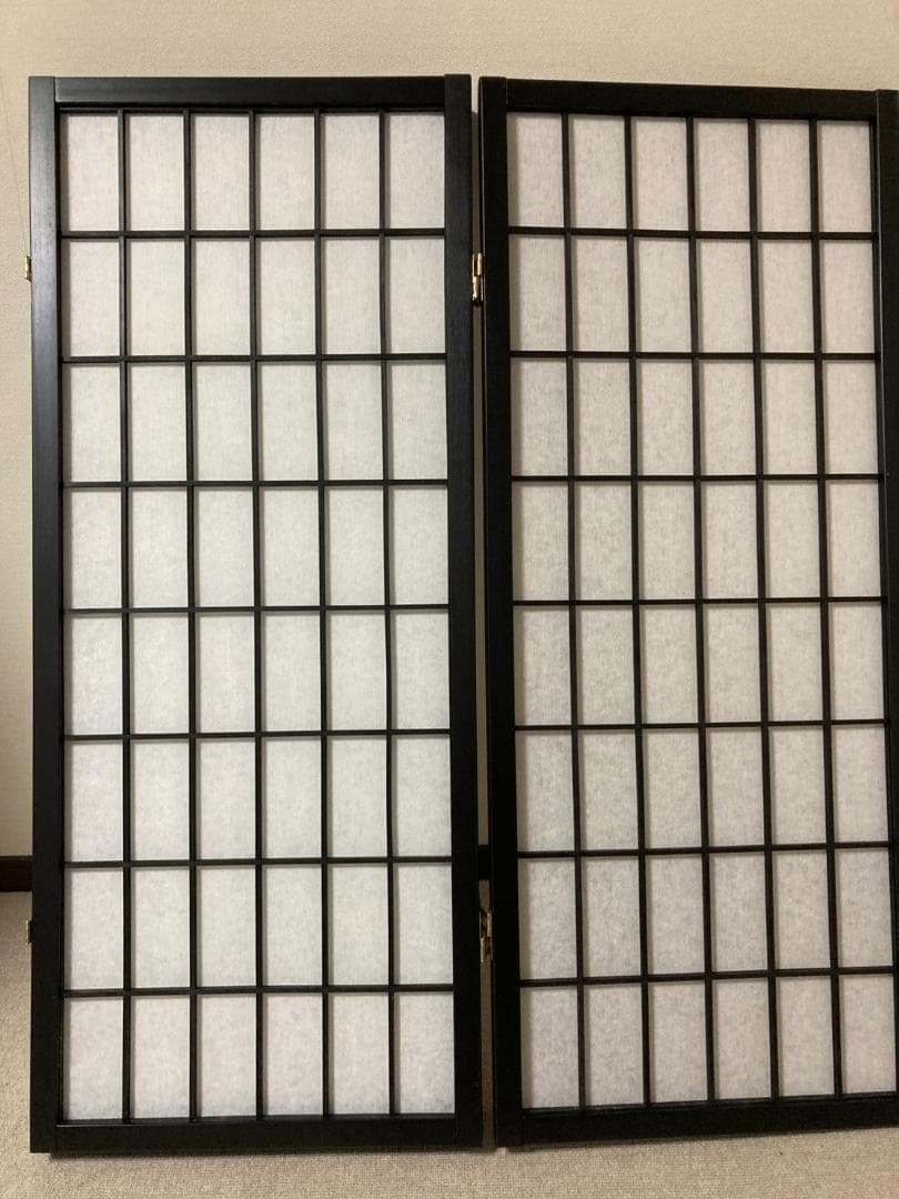 【USED】和風 パーテーション 木製 4連 障子風 和風衝立