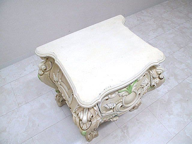 イタリア製 ロココ様式コンソール 彫刻装飾 サイドチェスト　サイドテーブル