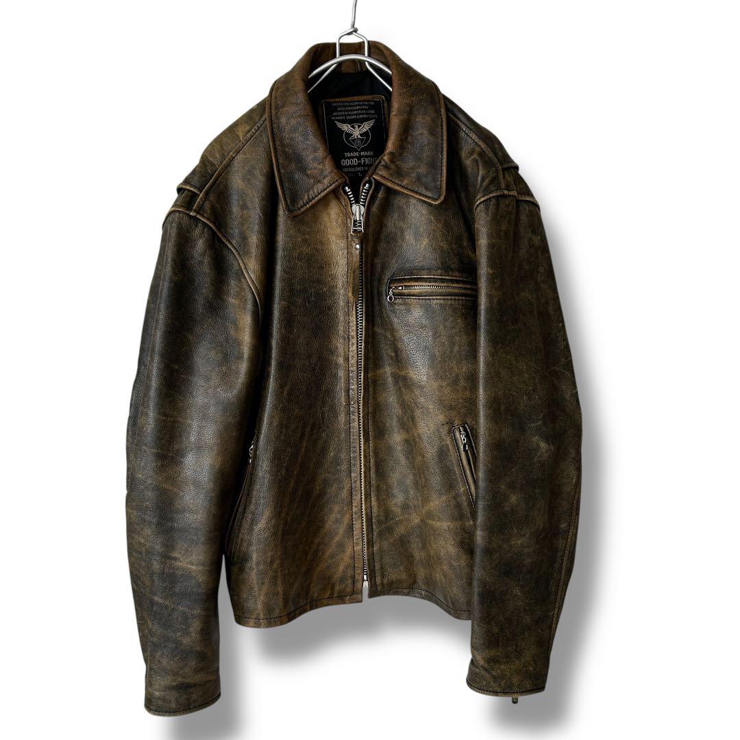 【L】 シングルライダース フライトジャケット ヴィンテージ加工