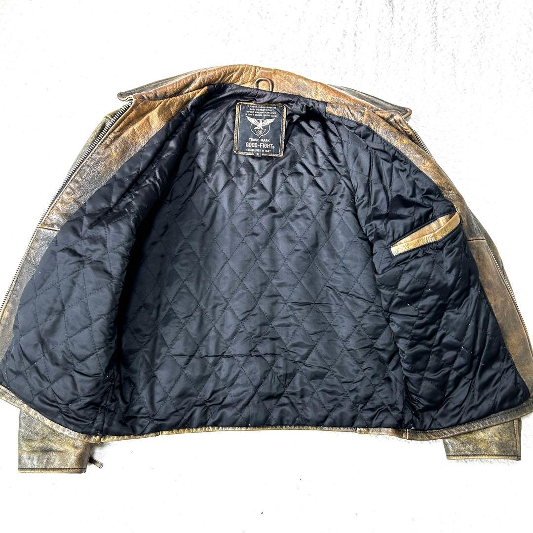 【L】 シングルライダース フライトジャケット ヴィンテージ加工