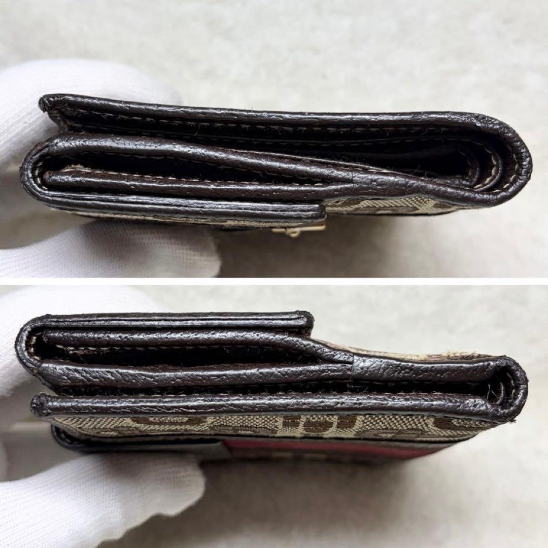 希少　GUCCI グッチ キャンバス レザー 折り財布 ウォレット ブラウン