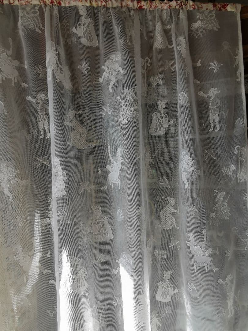 アンティーク お伽話 童話マドラスレースカーテンパネル ナーサリーライム 花更紗