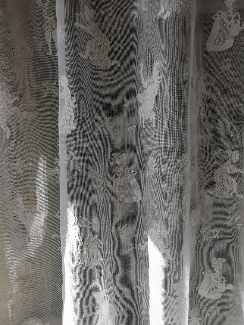 アンティーク お伽話 童話マドラスレースカーテンパネル ナーサリーライム 花更紗