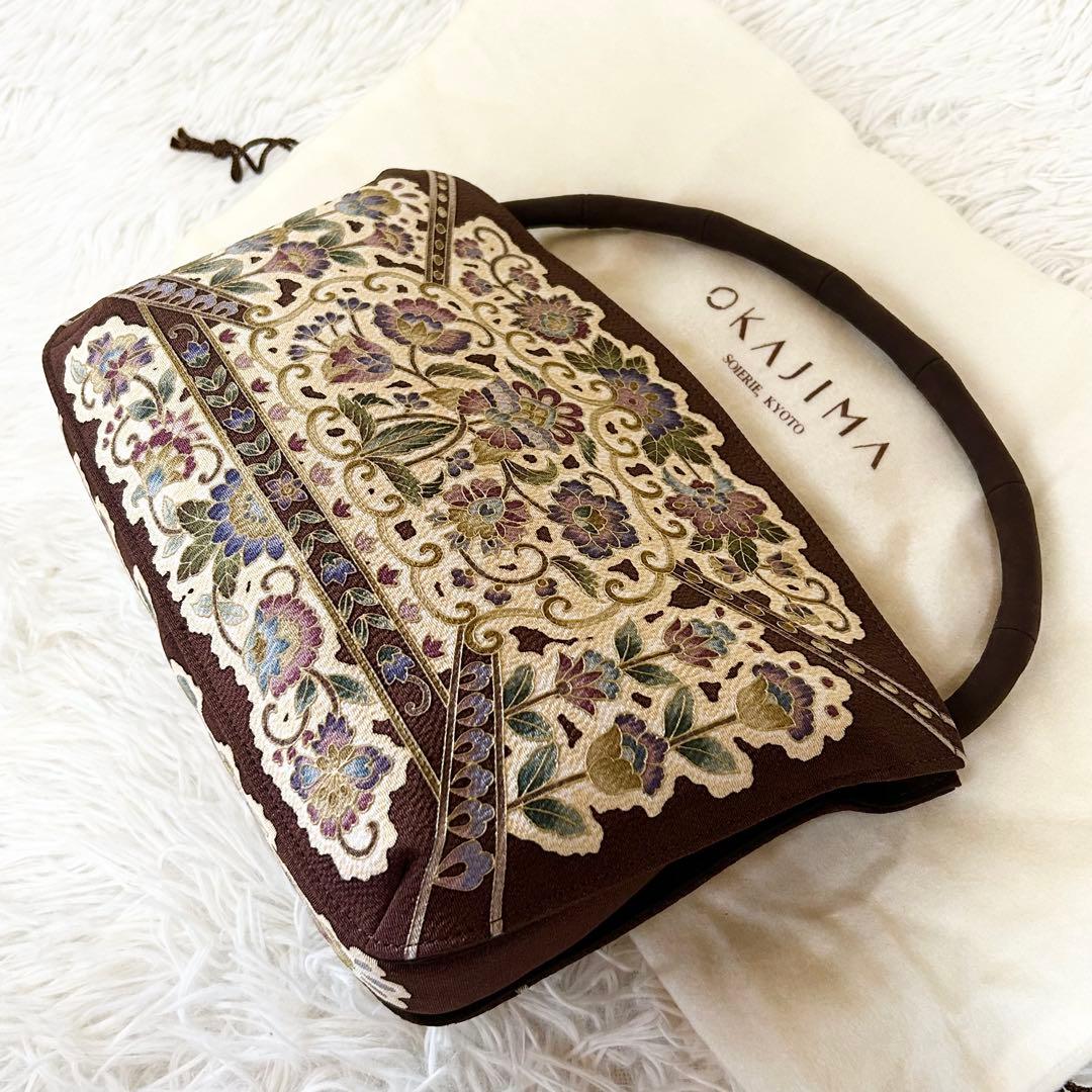 【極美品】【皇室御用達】オカジマ 岡重 正絹 利休バック 和装バック 友禅 着物