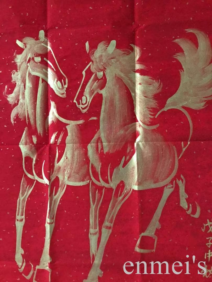 中国古美術・純手描き三尺画芯駿馬図・徐悲鴻印款・書道品・宣紙・珍品画・肉筆・書画