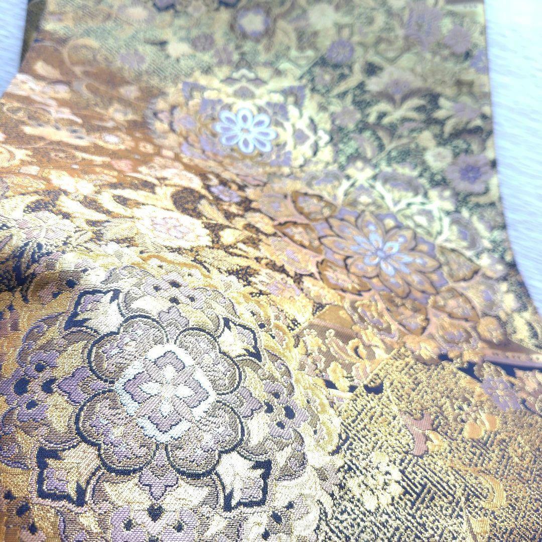 【逸品】袋帯 青銅彫金 華紋 唐花 着物 和装 訪問着 振袖 結婚式 成人式