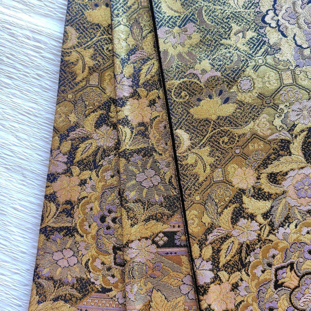 【逸品】袋帯 青銅彫金 華紋 唐花 着物 和装 訪問着 振袖 結婚式 成人式