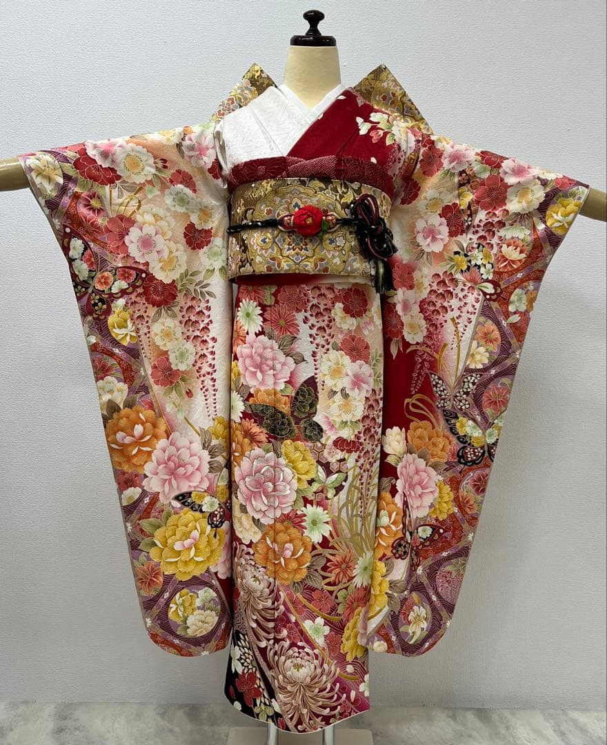 振り袖　フルセット　別誂長襦袢　金彩加工　刺繍入り　銀通し　半襟サービス　710