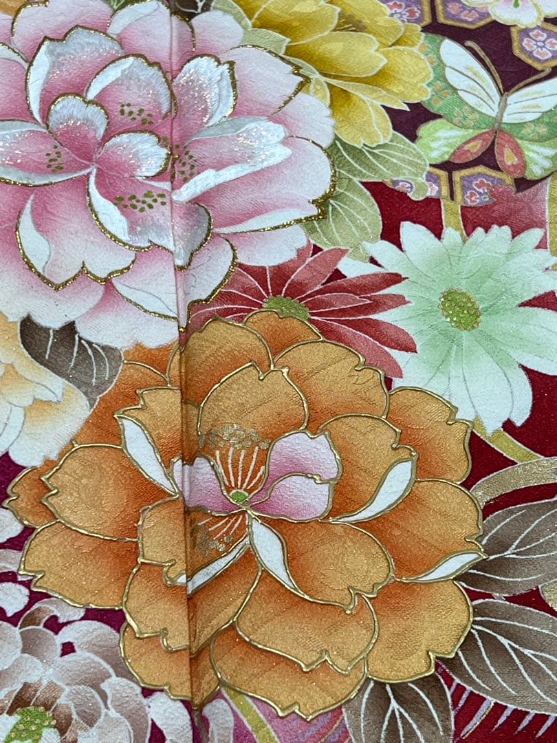 振り袖　フルセット　別誂長襦袢　金彩加工　刺繍入り　銀通し　半襟サービス　710