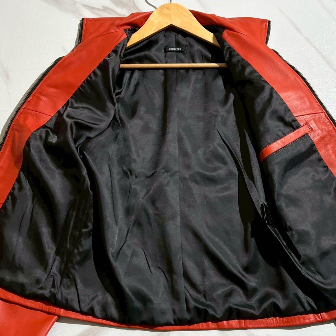 未使用級✨ SCHAFFEN 羊革 シングルライダース 赤 ラムレザー M