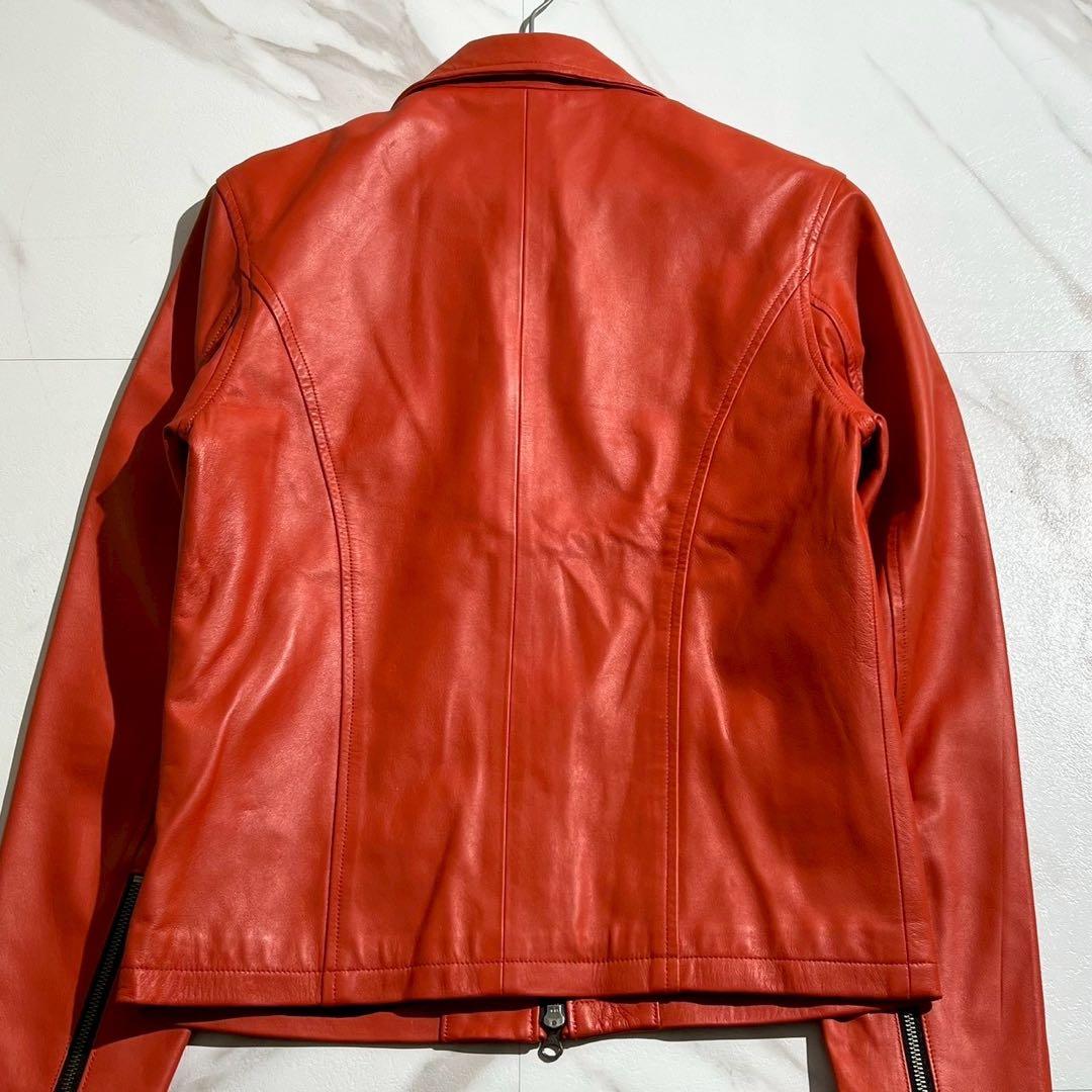 未使用級✨ SCHAFFEN 羊革 シングルライダース 赤 ラムレザー M