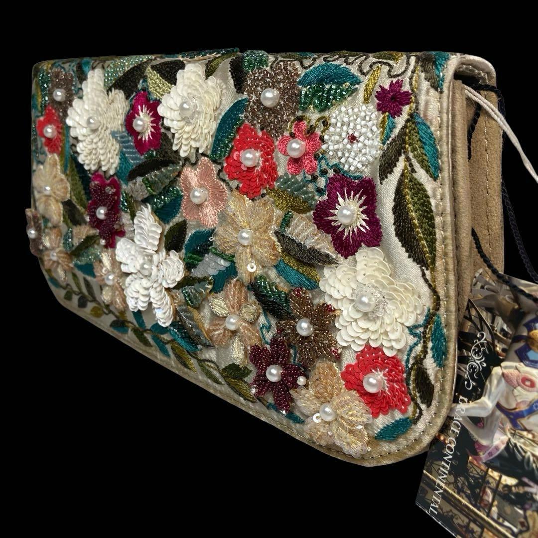 グレースコンチネンタル 2wayショルダーバッグ 花 ビーズ 刺繍 スパンコール
