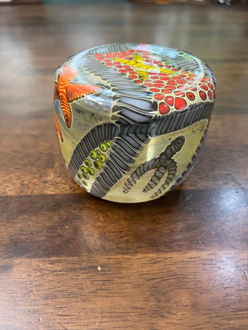 ケニーウォルトン　サイン入り　手吹きガラス　ペーパーウエイト　ビンテージ