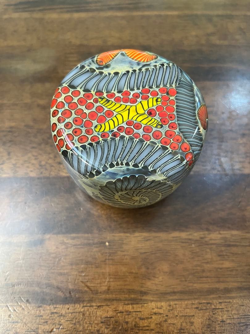 ケニーウォルトン　サイン入り　手吹きガラス　ペーパーウエイト　ビンテージ