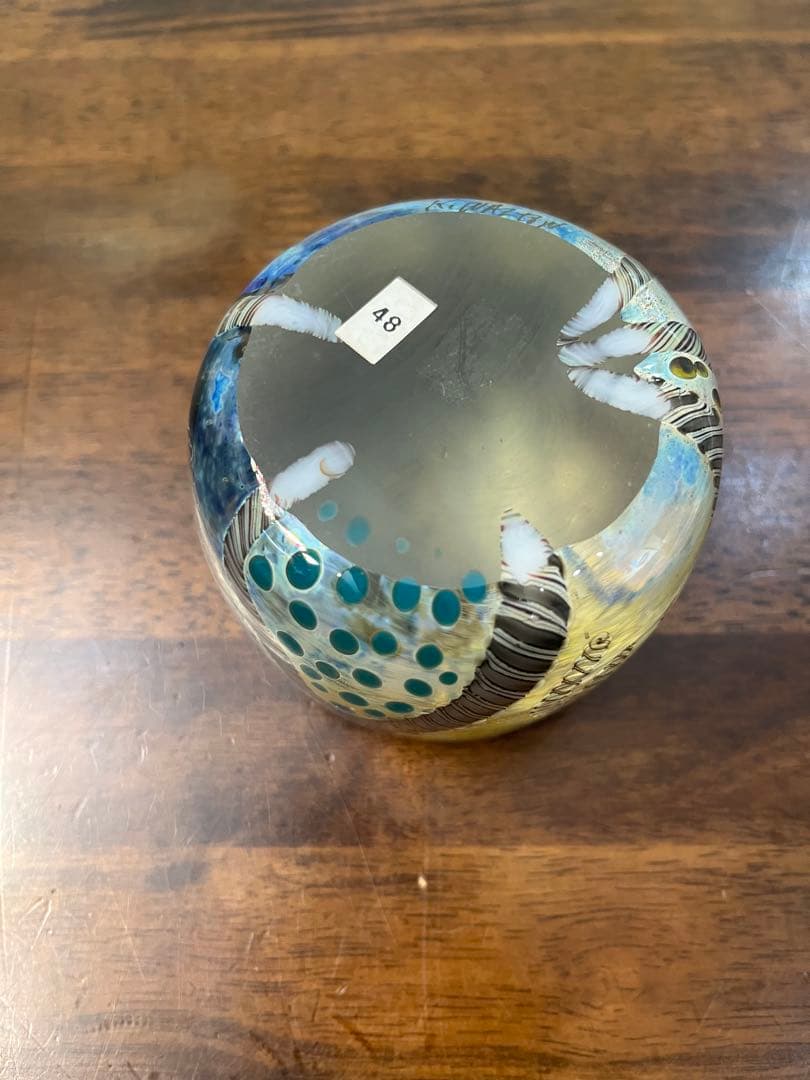 ケニーウォルトン　サイン入り　手吹きガラス　ペーパーウエイト　ビンテージ