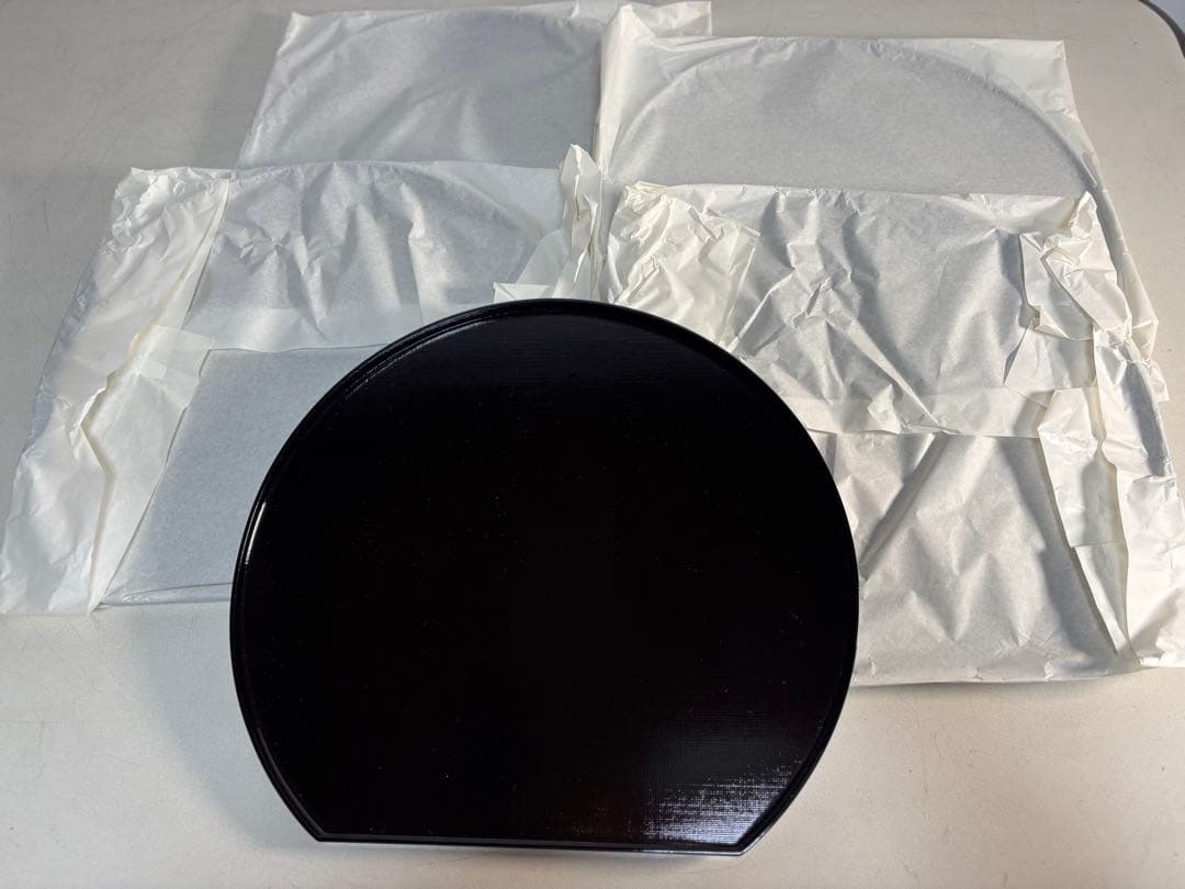 京都アソベ　溜め塗り 布目 半月膳 五客 懐石膳