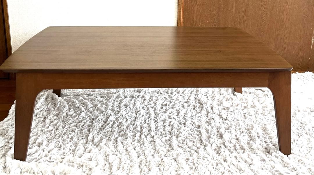 ニトリこたつ機能付き　長方形テーブル　ブラウン木目調木製こたつ シンプルデザイン