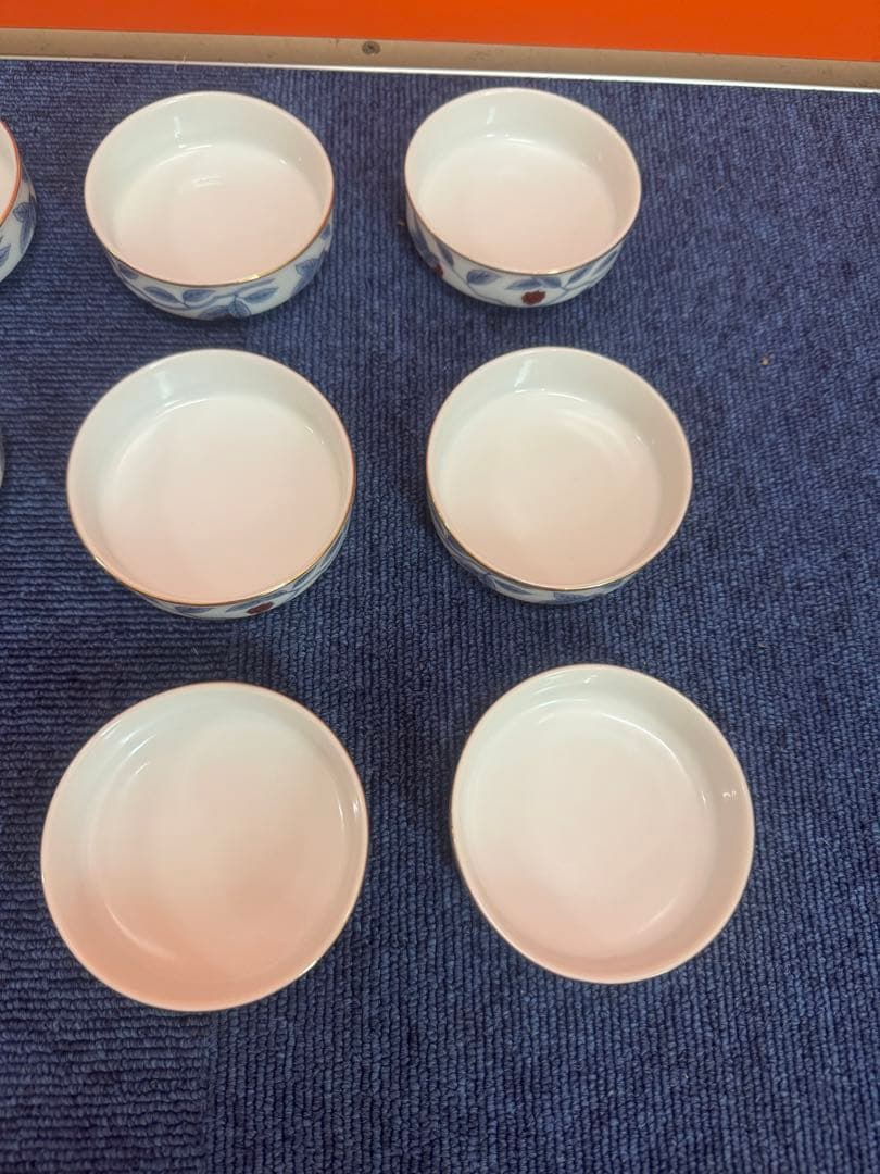 1698 深川製磁　果実文　小皿　9客　8cm 金彩